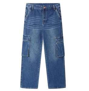 Jeans Casuales Personalizados OEM para Hombre, Cintura Media, Transpirables, 100% Algodón, Lavado Ácido, Cintura Elástica, Seis Bolsillos Cargo, Hechos para Invierno - Product Image 4