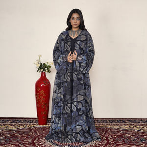 Abaya Holgada de Chifón con Lentejuelas, Silueta Fluida, Abertura Frontal, Manga Larga, Vestido Islámico Modesto para Mujer, Ramadán, Discoteca - Product Image 1