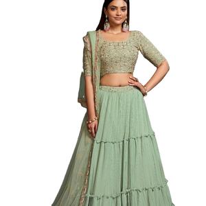 Georgette lehenga choli ออกแบบล่าสุดโดย Fab Zone อินเดียและปากีสถานเสื้อผ้าปักลำดับงาน - Product Image 1