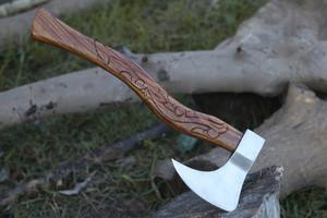 Strong Cutting Edge Durable <b>Wooden</b> Handle Traditional Outdoor Carbon Steel Handmade Viking <b>Axe</b> Premium Hand Forged Carbon Blade - Product Image 4