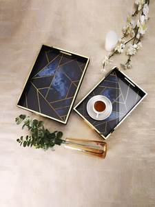 ถาดเคลือบเงาทำมือแบบคลาสสิก ถาดเสิร์ฟขนมตกแต่ง ถาดวางของบนโต๊ะกาแฟ ห้องรับประทานอาหาร ของตกแต่งบ้าน - Product Image 5