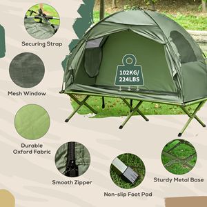 Outsunny Single persona lettino pieghevole Combo fuori terra tenda da campeggio copertura per esterno letto per escursioni comodo lettino per camper - Product Image 6