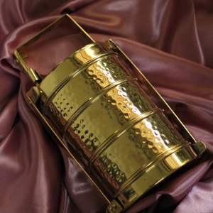 Traditional Brass Masala Box With Handle Multi Layer Spice <b>Storage</b> Decorative Brass Spice Organizer For Kitchen Dining Table Use - Product Image 2