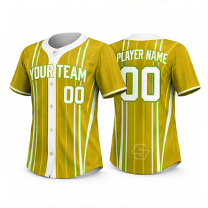 Maillot de baseball personnalisé par sublimation, unisexe, adulte, manches courtes, design rayé, nom de l'équipe, numéro du joueur, polyester respirant - Product Image 1