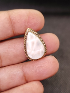 Natural Pink Larimar Brass Groove Pendant Bezel Setting | Handmade Gold Plated Sporty Christian Gemstone Jewelry - Product Image 3