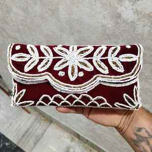 Sac coloré indien fait main perlé, artisanat ethnique de luxe, poignée baguette en perles de verre, accessoire de mode durable et tendance en cristal - Product Image 5