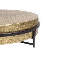 Table basse ronde en métal martelé faite à la main avec structure en fer et design bas – Meuble de salon moderne
