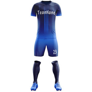 Maillot de football personnalisé pour homme en polyester bleu et rouge, avec broderie 3D du nom du club, ensemble uniforme de sport - Product Image 5