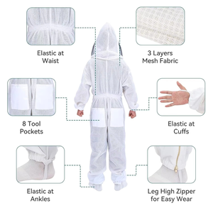 Traje de Apicultura de 3 Capas de Poliéster para Hombre y Mujer, Resistente al Calor 100-150°C, Cobertura Total del Cuerpo, Guantes Duraderos - Product Image 3