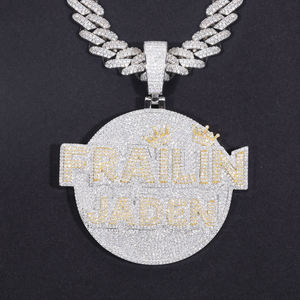 Colgante Hip Hop Frailin Jaden con Incrustaciones de Cristal, Chapado en Plata, Aleación, Amuleto Temático para Hombre, Regalo - Product Image 1