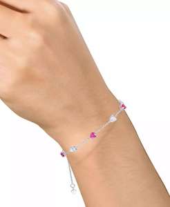 Lab Created <b>Ruby</b> (5-1/2 ct. t.w.) & White Sapphire (5-1/2 ct. t.w.) Heart Necklace, <b>Bracelet</b> & Earrings in Sterling Silver | Mac - Product Image 3