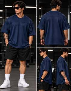 T-shirt en maille à col en V pour homme, respirant, à manches courtes, sportif, uni, en polyester - Product Image 3
