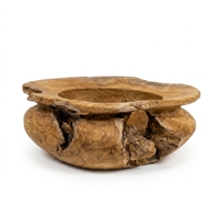 Teakhouten ecologisch verantwoorde premium handgemaakte minimalistische Balinese luxe bruiloftsoepbord decoratieve schaal natuurlijke erosie ovaal