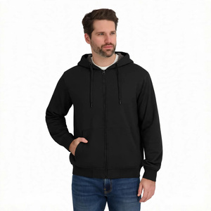 Men <b>Black</b> Fleece Full Zip Hoodie Sherpa Lined Winter Outerwear Casual Heavyweight <b>Sweatshirt</b> Thermal Warm Jacket <b>Plain</b> Hooded - Product Image 1