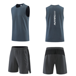 Ensemble de course sans manches pour homme, séchage rapide, débardeur et short de sport, tenue de fitness deux pièces - Product Image 5