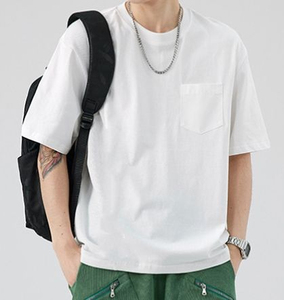 เสื้อยืดผ้าถักคุณภาพสูง 100% ผ้าฝ้าย ดีไซน์ทันสมัย แบรนด์สั่งทำ สีพื้น ทรงหลวม ไซส์ใหญ่  แบบเรียบ  สามารถสั่งทำได้ - Product Image 5