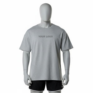 เสื้อยืดคอกลมสีเทาสำหรับผู้ชาย แขนสั้น สไตล์ลำลอง เหมาะสำหรับฤดูร้อน เสื้อพื้นฐาน รับทำโลโก้ตามสั่ง OEM ODM ขายส่งเสื้อผ้า - Product Image 6