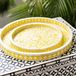 Bandeja de diseño elegante con incrustaciones de hueso, bandeja de servir colorida con incrustaciones de hueso y asa, bandejas decorativas a un precio muy bueno de fábrica. - Product Image 5