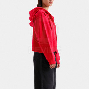 Premium Style Women Winter <b>Crop</b> Zipper Hoodies with Custom Printing 100% Cotton Breathable & Eco-Friendly Flexible Fit - Product Image 5