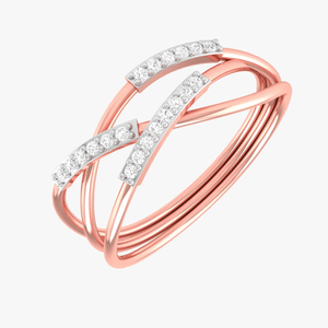 14K <b>Rose</b> Gold Natural Round Diamond Designer Wedding Ring for Women | Unique Criss Cross Studded Band Fine Jewelry Luxury Gift - Product Image 2