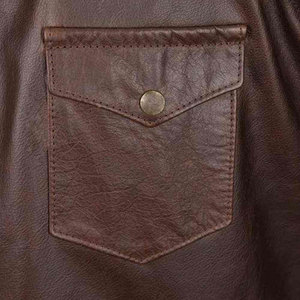 Men's Brown <b>Leather</b> Casual <b>Shirt</b> Long Sleeve Button Front Turn-Down Collar Solid Color Autumn Wear - Product Image 6