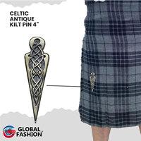 2026 Traditional New Kilt Pin Accessory Celtie Knot Scottish Brass Color Antique/Chrome Finish Size 4"