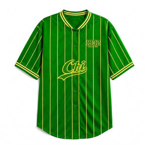 Chemise de baseball rayée verte pour femmes Chi Eta Phi Sorority, manches courtes, boutonnée, décontractée, streetwear pour femmes Chi - Product Image 4