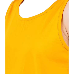 Women's Solid Color Cotton Tank Top O-<b>Neck</b> Sleeveless Casual Vest Breathable Knitted Top Regular Length Yellow - Product Image 3