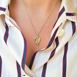 Pendentif Breloque Bouclier de Diamant Personnalisé, Chaîne Câble Ronde à Longueur Réglable, Collier Vintage à Superposer, Fabrication en Or Massif 14k 18k - Product Image 6