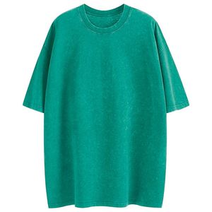 เสื้อยืดคอตตอนทรงโอเวอร์ไซส์สำหรับผู้ชาย สีพื้น คอกลม แขนสั้น สไตล์ลำลอง ผ้าเจอร์ซีย์ ย้อมสีเรียบ ทรงพอดีตัว - Product Image 4
