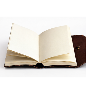 สมุดบันทึกหนังทำมือ Al Amir ลายดอกไม้สไตล์วินเทจ สีน้ำตาล พร้อมตัวล็อคโลหะ  แบบเติมกระดาษได้ ขนาด 8x6 นิ้ว - Product Image 4