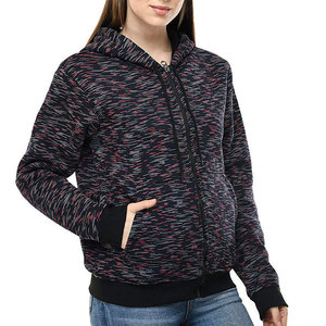 Fabrication professionnelle de sweat-shirts à capuche zippés pour femmes, qualité supérieure, coupe ample, en molleton de coton, écologiques. - Product Image 5