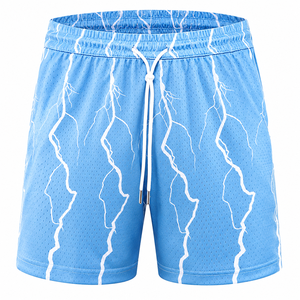 Shorts de basket-ball en mesh personnalisés pour hommes avec imprimé éclair, séchage rapide, shorts de sport pour la salle de sport, vêtements de sport OEM ODM - Product Image 1