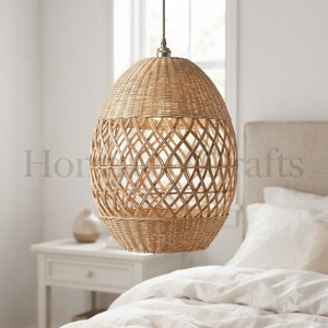 Woven Rattan <b>Lamp</b> <b>Shade</b> Natural Handmade Lampshade <b>Wicker</b> Pendant Light Cover Bohemian Hanging Ceiling Light Decor - Product Image 3