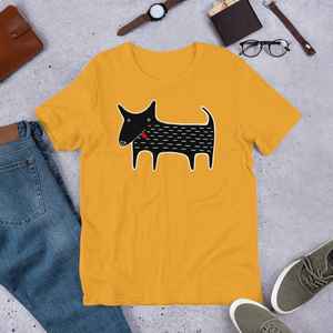 STRAIGHT CUT <b>T</b> <b>SHIRT</b> Black Dog Kawaii Folk Art Animal Graphic Tee Whimsical Housewarming <b>Funny</b> Dog Lover Gifts Birthday Cute - Product Image 4