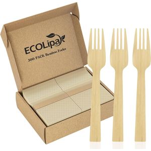 300 Forchette Monouso in Bambù Resistenti da 6,7 Pollici, Senza Scaglie, Compostabili, per Feste e Matrimoni - Product Image 1