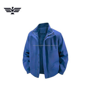 Men's Classic Solid Pattern Fleece-Lined Utility Jacket Embroidered Stand <b>Covered</b> <b>Button</b> Front Breathable Warm Winter Outdoor - Product Image 3