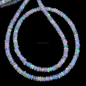 Forme de rondelle lisse d'opale éthiopienne multicolore naturelle 3x5.5mm brin de perles de pierres précieuses de 16 pouces pour la fabrication d'articles de bijouterie - Product Image 3