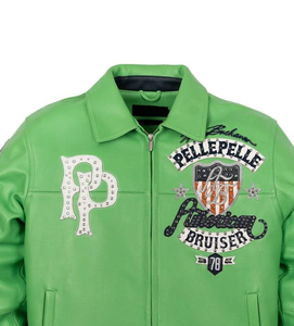 แจ็คเก็ตบอมเบอร์หนังแท้สำหรับผู้ชาย OEM สไตล์ไฮสตรีท พร้อมงานปักลายด้านหน้าแบบแอพพลิเค่ ดีไซน์ Avirex แบบกำหนดเอง - Product Image 3