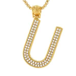 Colgante de Lujo con Letra U y Diamantes de Imitación Moissanite, Chapado en Oro, Joyería Hip Hop - Product Image 3
