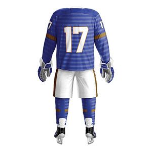 Uniforme de hockey sur glace imprimé à manches longues, nom d'équipe personnalisé, 100% polyester, respirant, séchage rapide, antibactérien, vente directe d'usine - Product Image 3
