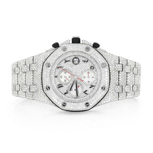 Reloj de Cuarzo de Acero Inoxidable con Incrustaciones de Moissanita, Estilo Hip Hop, Correa de 20 mm, Esfera de Cristal, para Hombre - Product Image 1