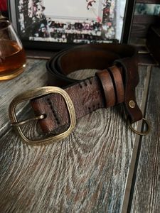 BS INTERNATIONAL Custom Cow Hide Leather Belt Steel Skull Square Buckle Solid Pattern Eco-Friendly Breathable Unisex Casual Belt - Product Image 4