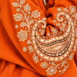 Bright Orange Women Paisley Print Crop Hoodie Wide Leg Pants Two Piece Tracksuit Trendy Streetwear Loose Fit <b>Jogger</b> <b>Matching</b> <b>Set</b> - Product Image 4