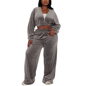 <b>velour</b> tracksuit for women Wholesale Custom Velvet Sweatsuit Women Hoodie Sweatpants Sets Jogger Zipup Hoodie <b>Velour</b> Tracksuits - Product Image 1