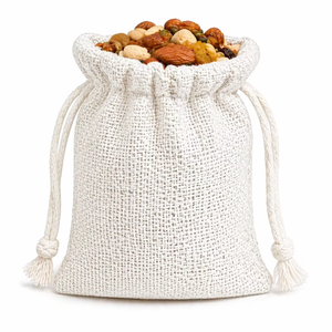 Eco Friendly White Jute <b>Drawstring</b> <b>Pouch</b> 10*14cm for Spices Reusable Gift Bag Sustainable Grocery Packaging Sack - Product Image 1