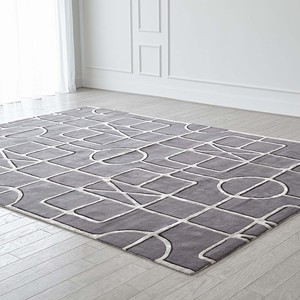 Alfombra Moderna Geométrica de Color Carbón, Alfombra Suave de Lana y Seda para Sala de Estar, Dormitorio, Decoración de Hogar Minimalista de Lujo, Hecha a Mano - Product Image 5