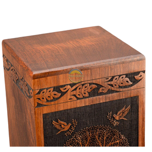 Urne funéraire en bois de rose sculptée à la main AYAANS, très vendue, pour cendres d'adultes, urnes funéraires en gros (6X6X11)IN - Product Image 5