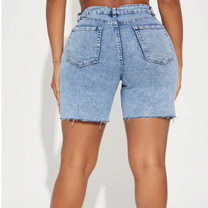 Fashionable <b>Women</b> Denim Shorts High Waist Breathable <b>Jean</b> Shorts with Ripped Details <b>Women</b> Denim Shorts for a Casual Look - Product Image 2