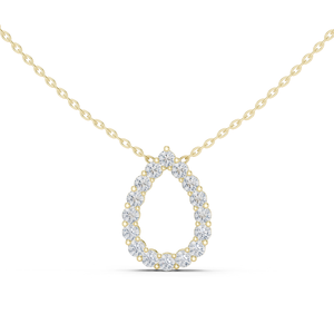 Collar con Colgante de Halo de Pera en Oro Amarillo, Diamante Cultivado en Laboratorio, Joyería con Dije de Círculo Abierto para Mujer - Product Image 1